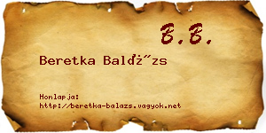 Beretka Balázs névjegykártya